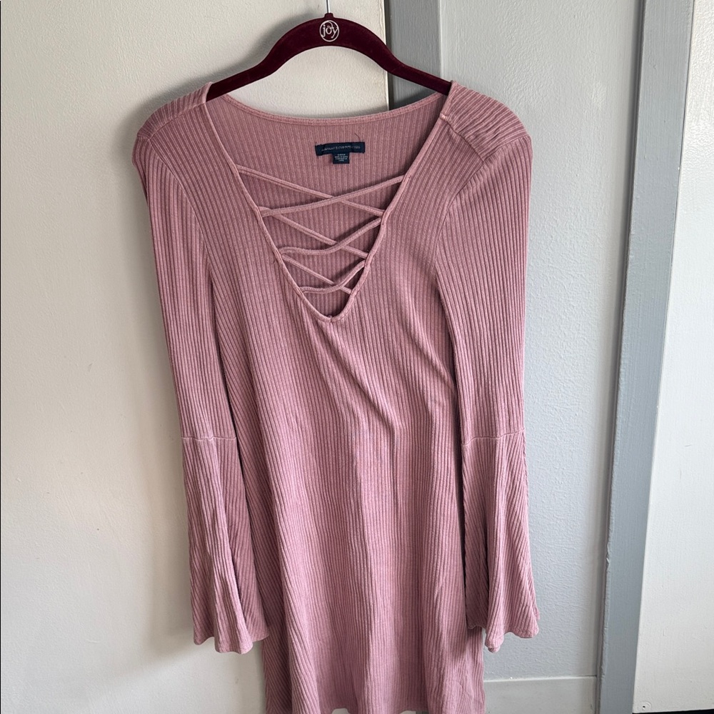 American Eagle Outfitters Pink Long Sleeve Dress